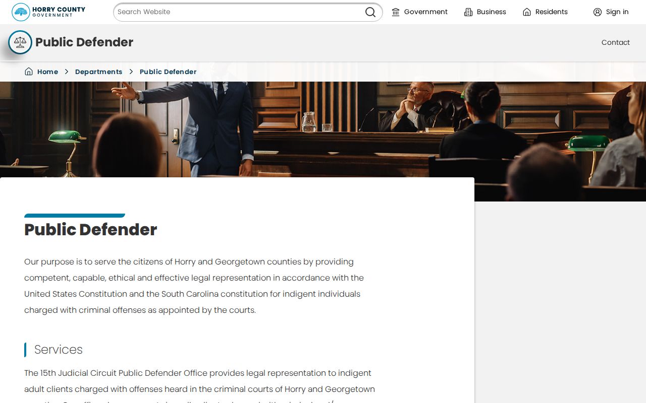 Horry County Public Defender information on missed court dates and bench warrants