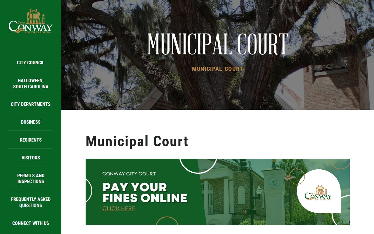 Conway Municipal Court process and warrant record contact for city cases