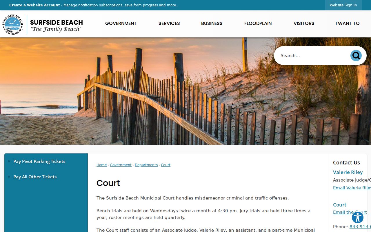 Surfside Beach municipal court instructions for city warrant records